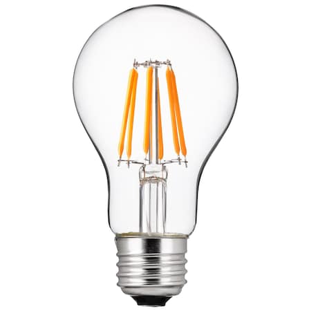 LED Edison A19 40W Equivalent 600 Lumens Dimmable Clear Filament Light Bulb 2200K, 6PK
